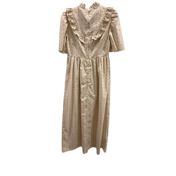 VTG 1940s Ruffle Dress Waisted Half Sleeve Lace Fabric Back Zip Closure - Picture 3 of 7